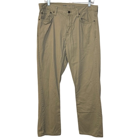 Old Navy Men’s Straight Built In Tough Tan Beige khaki Jeans Pants 34 - Picture 1 of 10